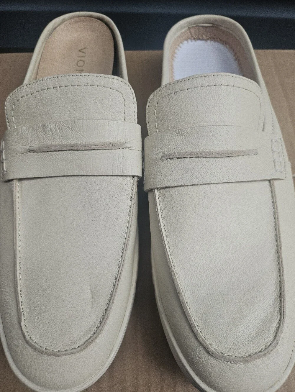 Vionic Men's Slip-On Penny Loafers in Cream